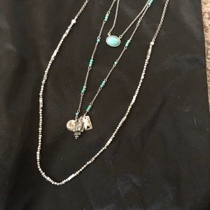 Lucky Layers Turquoise & Silver Necklaces